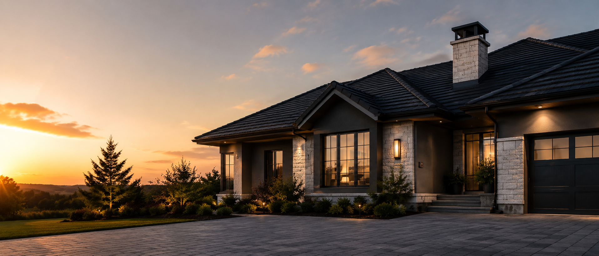 Premium residential home at dusk with newly restored roof in Geelong